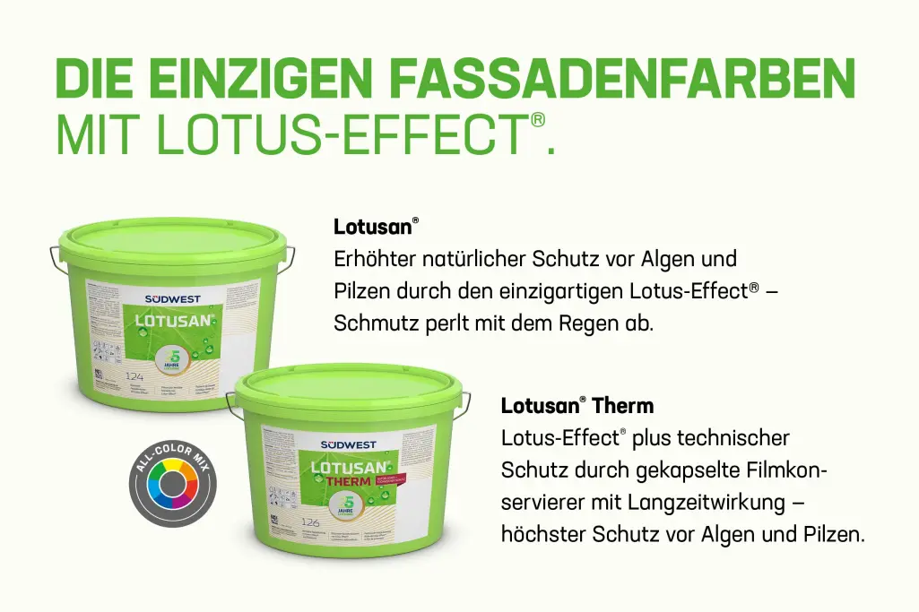 Container illustrations and information on Lotusan and Lotusan Therm