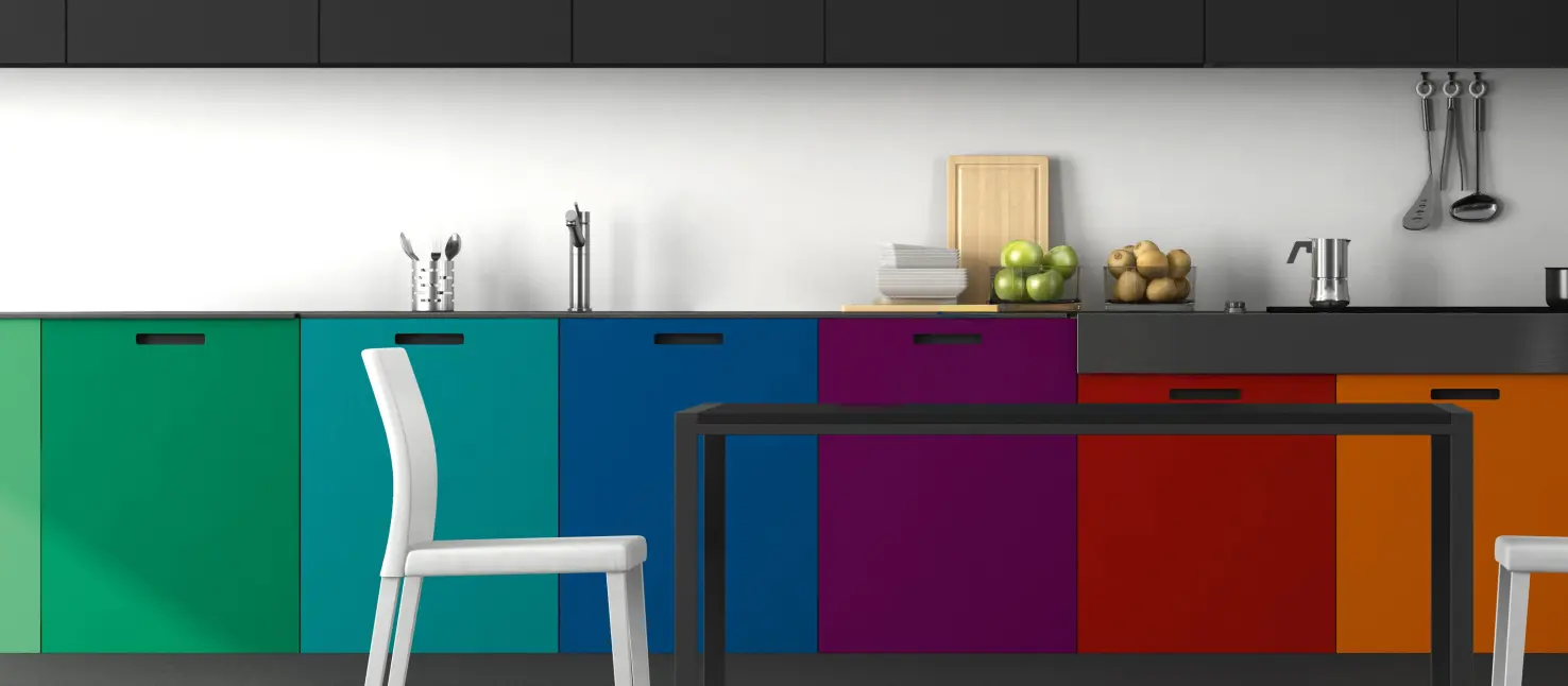 Colourful kitchen unit