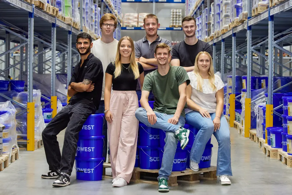 Our trainees in front of the logistics centre