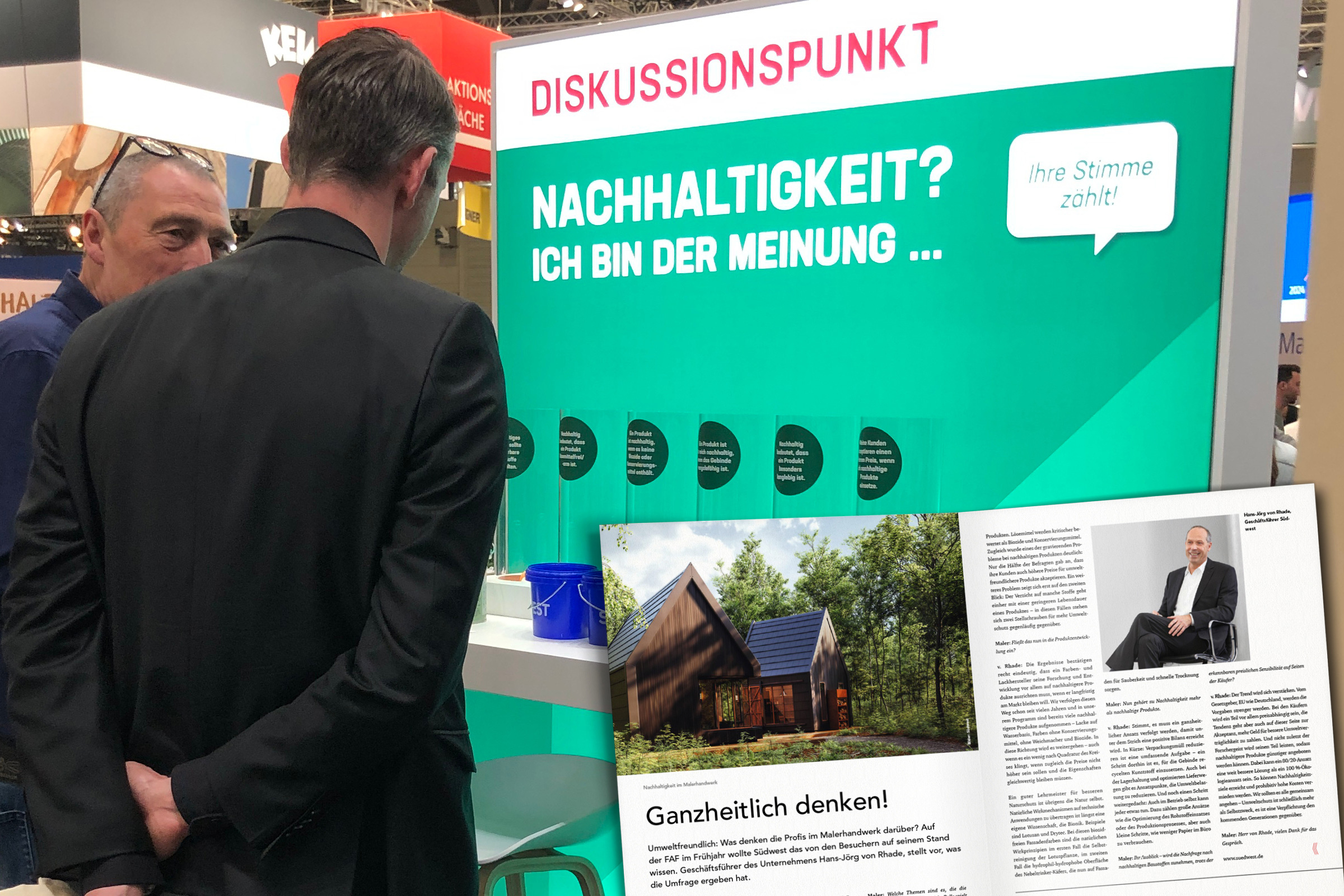 Product managers and trade show visitors at our discussion point on the topic of sustainability